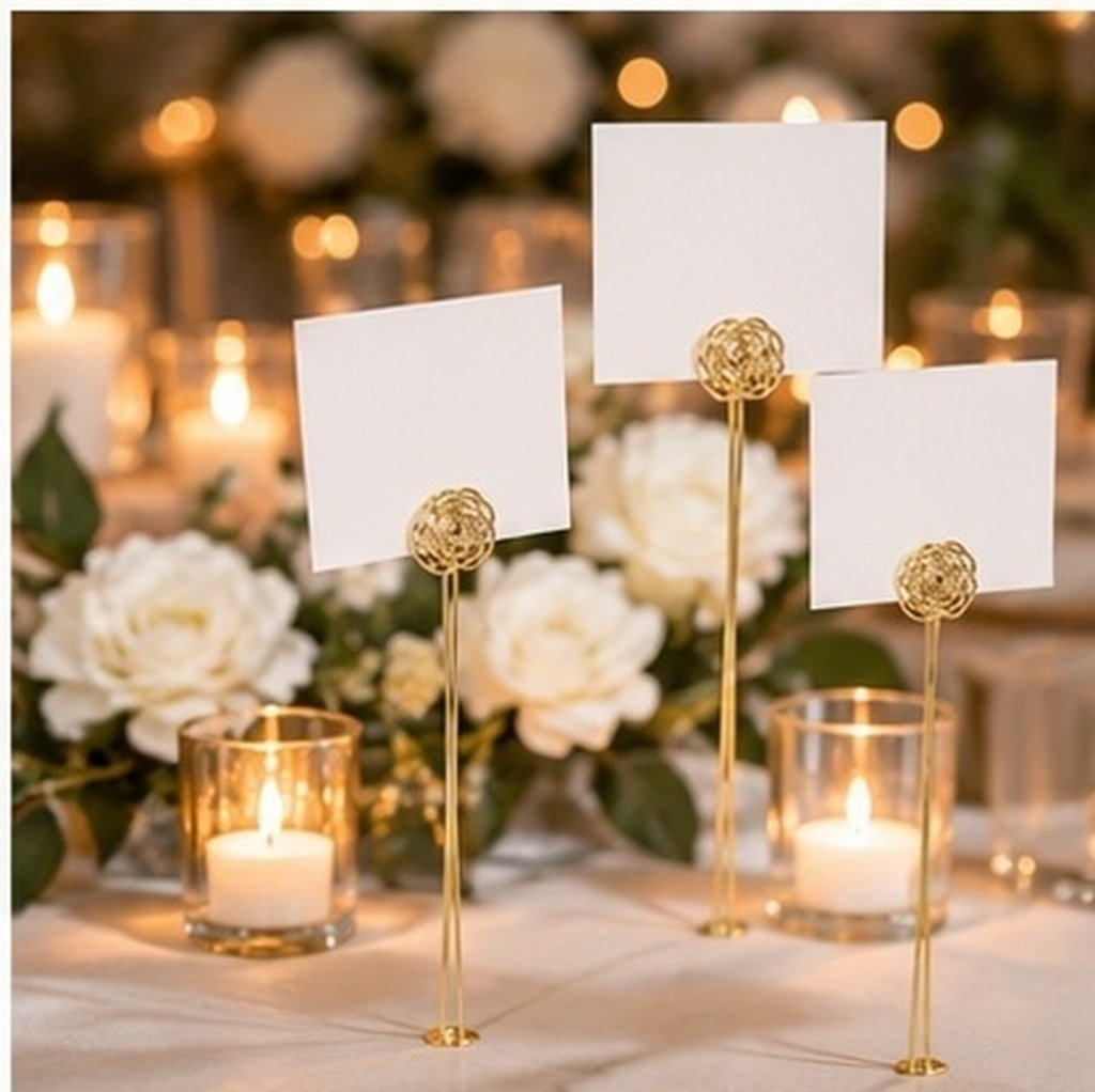 Table Number Gold - 30 pezzi eleganti portatarghette floreali in